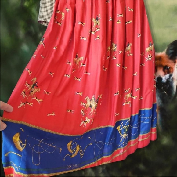 Ralph Lauren Fox Hunt Skirt High End Ralph Lauren Blue Label Vintage Designer - Picture 4 of 6